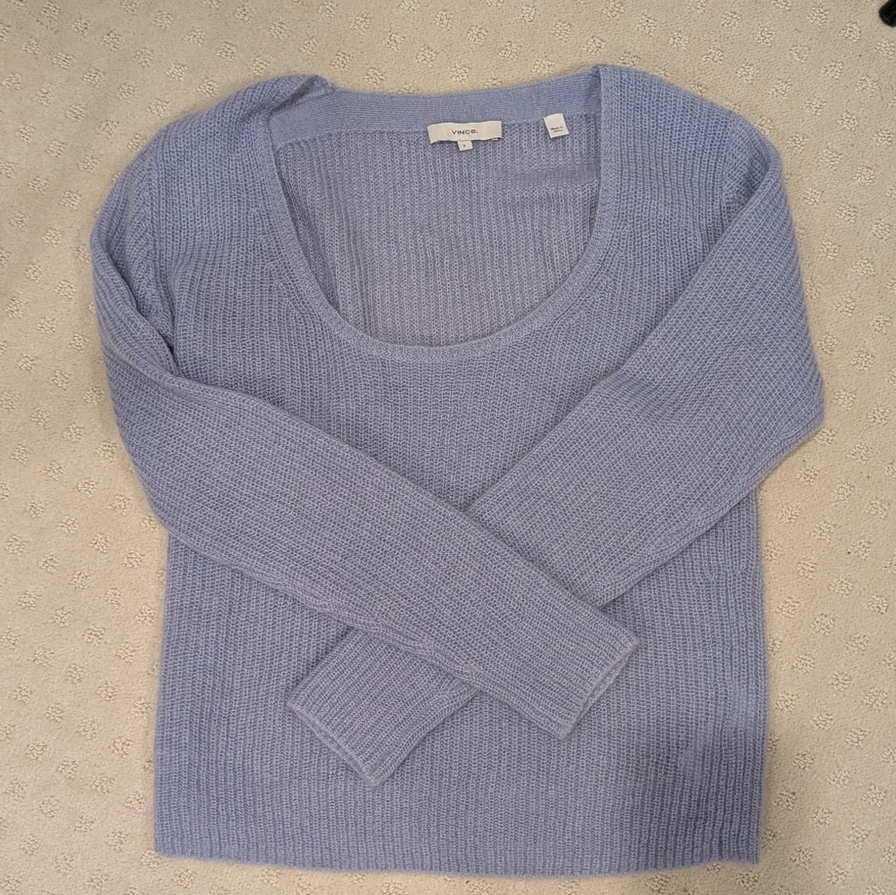 VINCE. Light Blue Scoop Neck Sweater